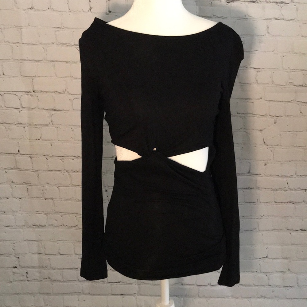 Black Long Sleeve Bodycon Cut-Out Stretchy Dress Size Small